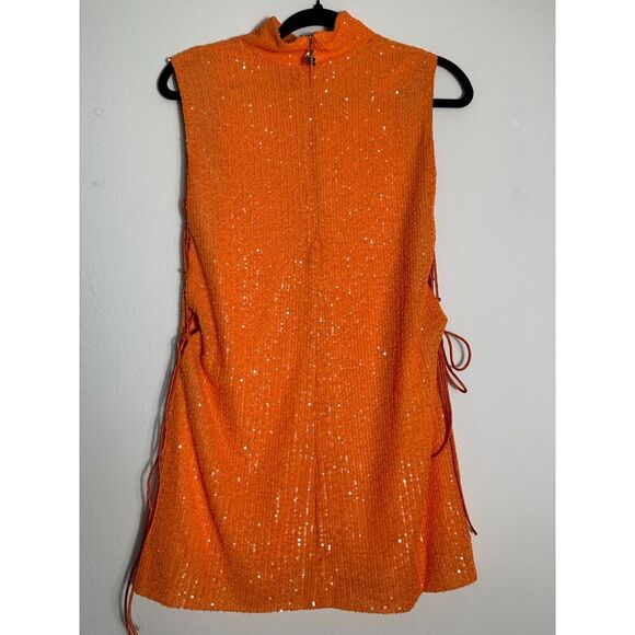 ROTATE BIRGER CHRISTENSEN Krew Lace-Up Sequined Mesh Mini Dress Size 4 - Picture 6 of 10